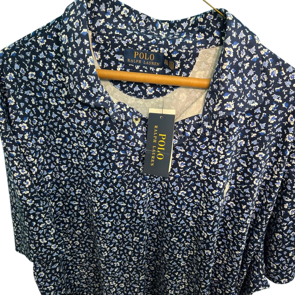 NWT Polo by Ralph Lauren Blue Button Down Polo Collar Shirt